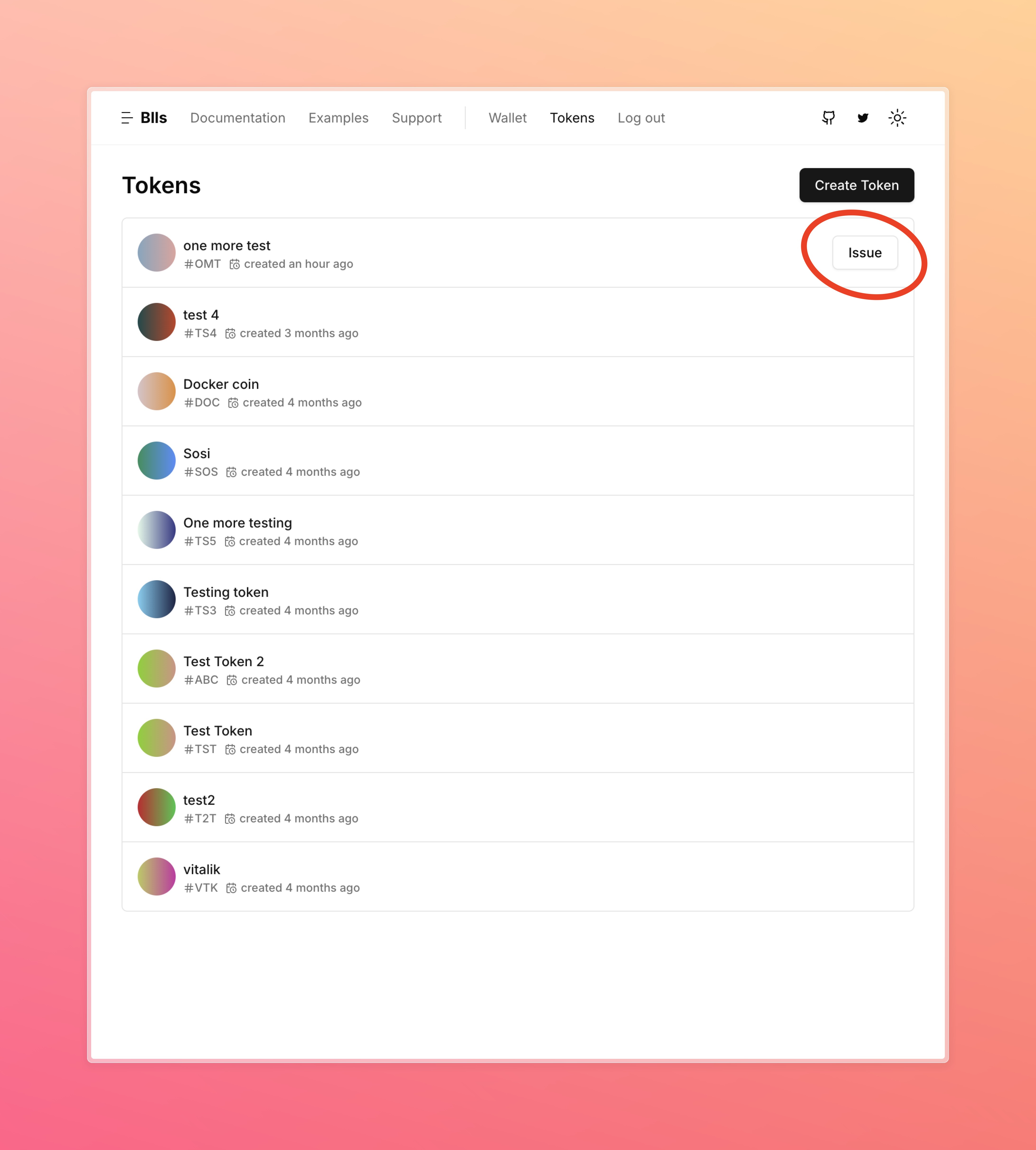 Issue button